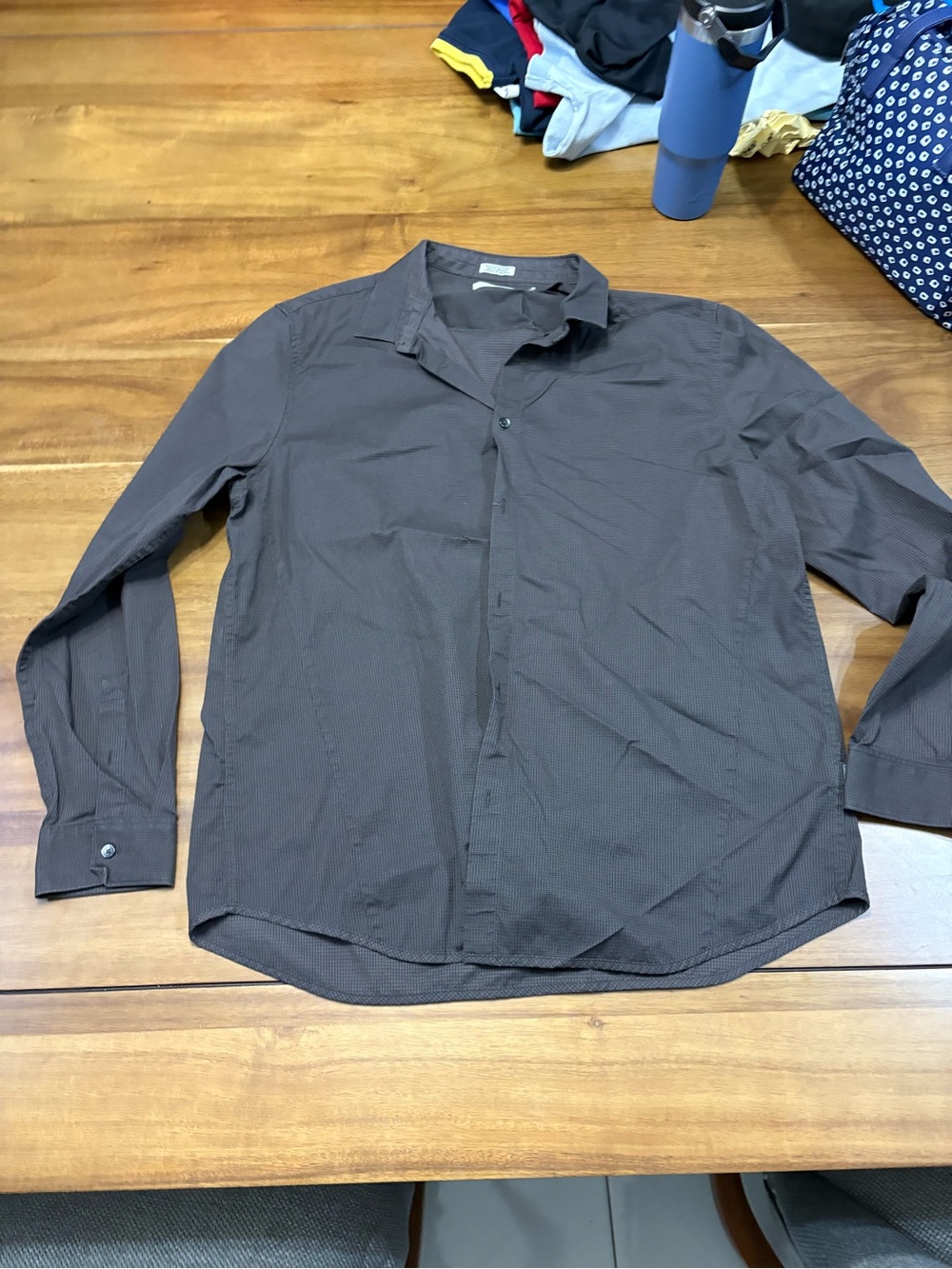 Calvin Klein Men's Long-Sleeve Dress Shirt in Dark Brown